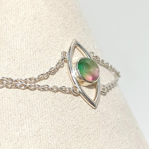 Natural Mystic Quartz Stone Chain Bracelet - Dainty 925 Sterling Silver for Her - Picture 5 of 9